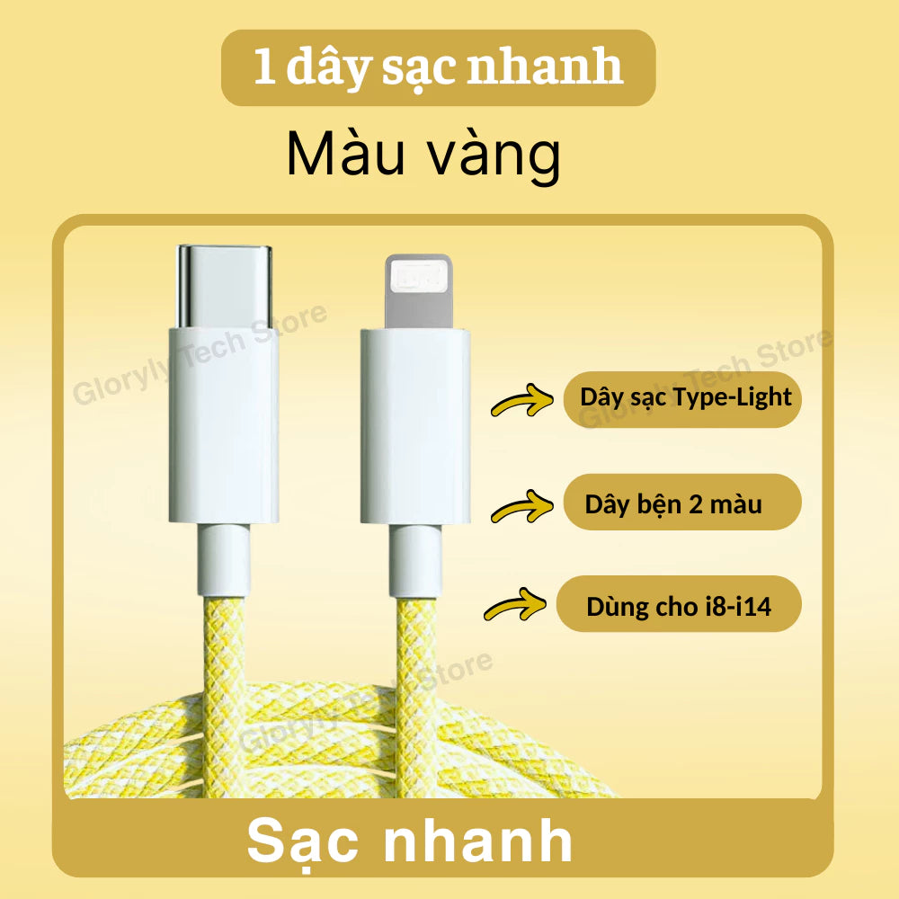 【lP Bộ sạc nhanh PD30W】Củ sạc nhanh+Dây sạc nhanh Light, Dây dài 1m, Dây bện 6 màu, An toàn, Dùng cho lP6 - lP14 pro max