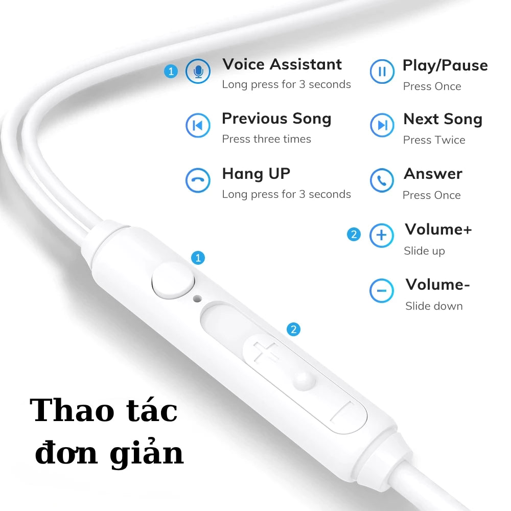 Tai Nghe Có Dây, Có Mic, Kết nối với Type C - Light, Âm thanh HiFi , Hỗ trợ tăng giảm âm lượng dành cho lP7 đến lP14