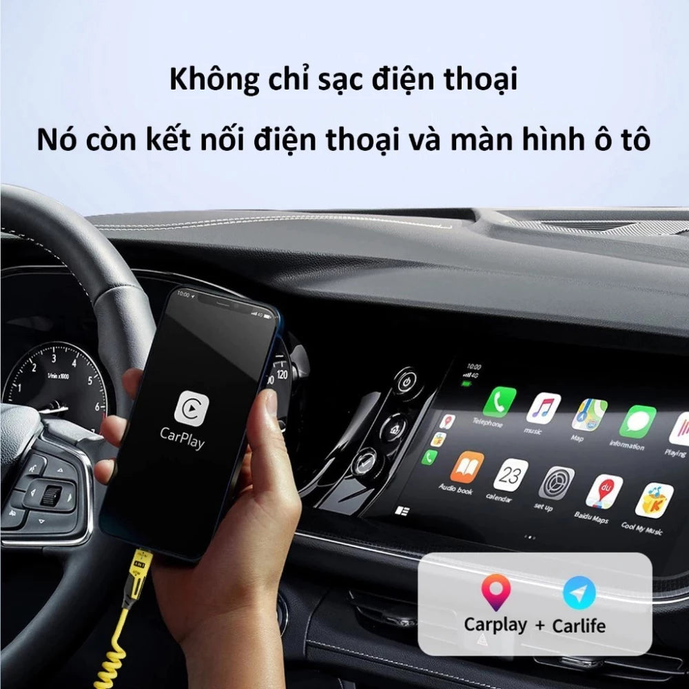 Dây sạc lò xo 4 trong 1 USB/Light/Type C - Thiết kế lò xo kéo dài 1.5m thay đối chiều dài tùy ý - Dùng cho lP - Android