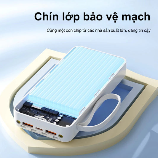 Sạc dự phòng 20000mah sạc nhanh 20W Có tích hợp 4 cáp sạc nhanh, Màn hình led hiển thị dung lượng sạc,nhiều thiết bị sạc