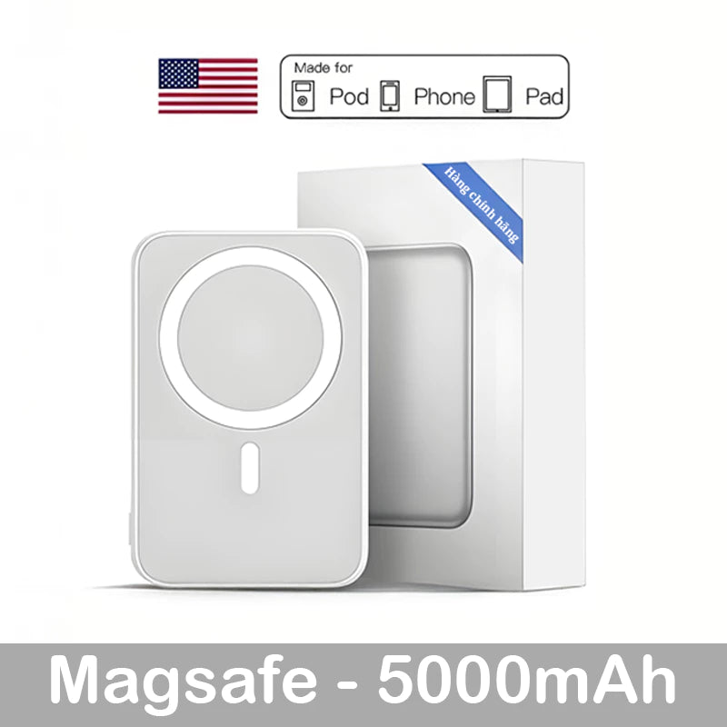 Pin sạc dự phòng không dây từ tính 5000mAh/10000mAh, lực hút mạnh sạc nhanh chuẩn PD không nóng máy，phụ kiện iphone