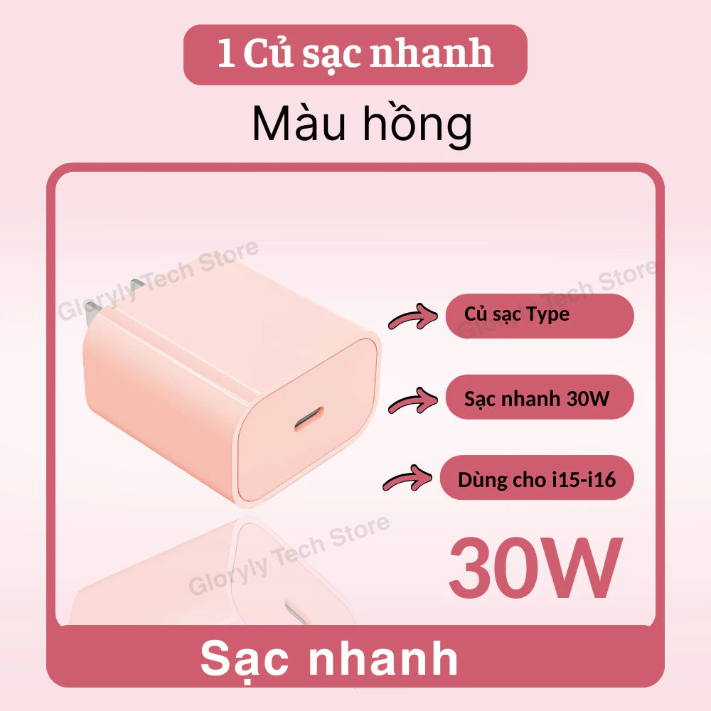 【lP Bộ sạc nhanh PD30W】Củ sạc nhanh+Dây sạc nhanh Light, Dây dài 1m, Dây bện 6 màu, An toàn, Dùng cho lP6 - lP14 pro max