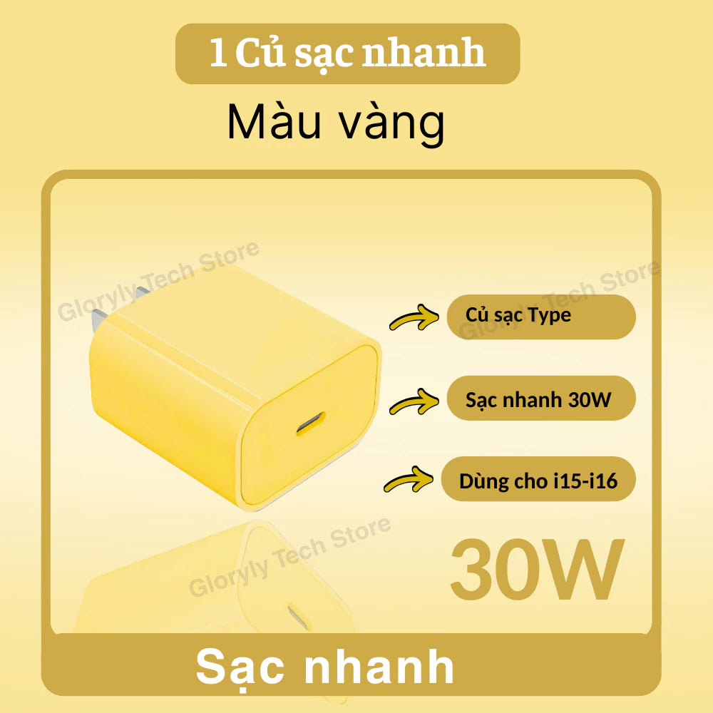 【lP Bộ sạc nhanh PD30W】Củ sạc nhanh+Dây sạc nhanh Light, Dây dài 1m, Dây bện 6 màu, An toàn, Dùng cho lP6 - lP14 pro max