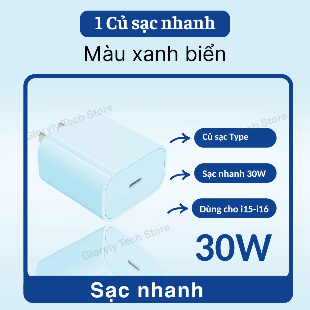 【lP Bộ sạc nhanh PD30W】Củ sạc nhanh+Dây sạc nhanh Light, Dây dài 1m, Dây bện 6 màu, An toàn, Dùng cho lP6 - lP14 pro max