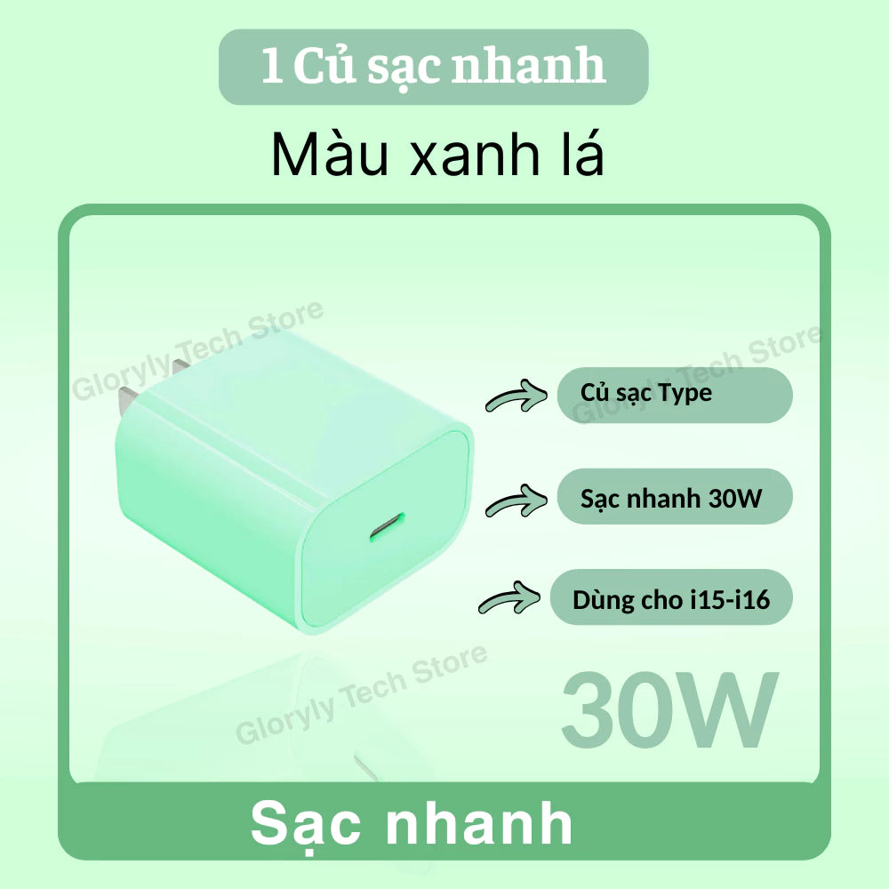 【lP Bộ sạc nhanh PD30W】Củ sạc nhanh+Dây sạc nhanh Light, Dây dài 1m, Dây bện 6 màu, An toàn, Dùng cho lP6 - lP14 pro max