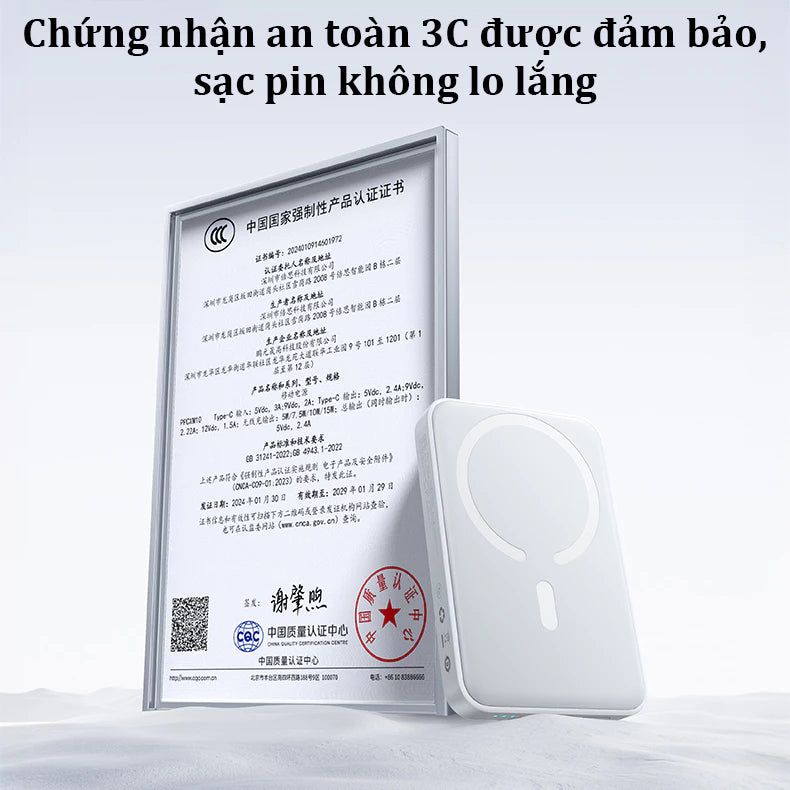 Pin sạc dự phòng không dây từ tính 5000mAh/10000mAh, lực hút mạnh sạc nhanh chuẩn PD không nóng máy，phụ kiện iphone
