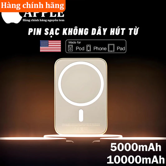 Pin sạc dự phòng không dây từ tính 5000mAh/10000mAh, lực hút mạnh sạc nhanh chuẩn PD không nóng máy，phụ kiện iphone