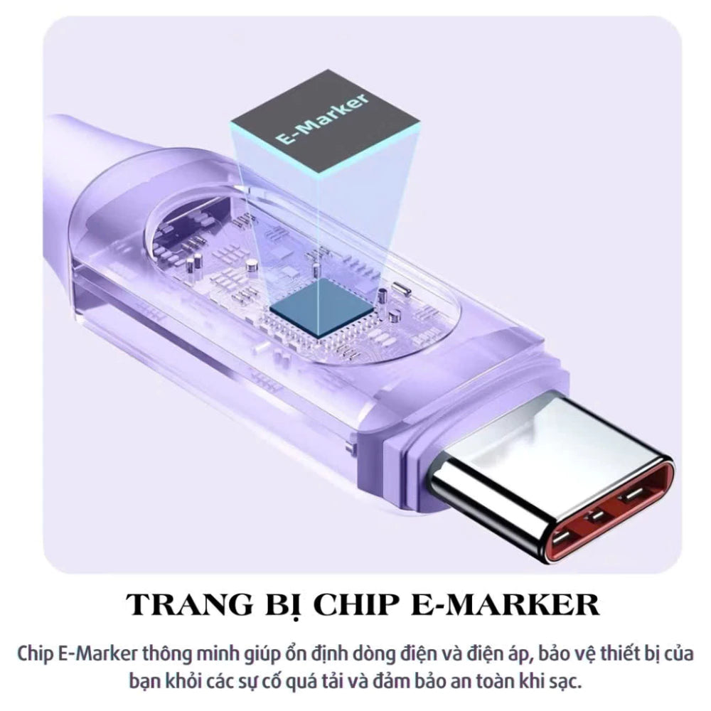 Cáp sạc nhanh 4 trong 1 công suất 240W, Đầu sạc hợp kim kẽm siêu bền và cứng cáp, Đa chức năng, Dùng cho iP và Android