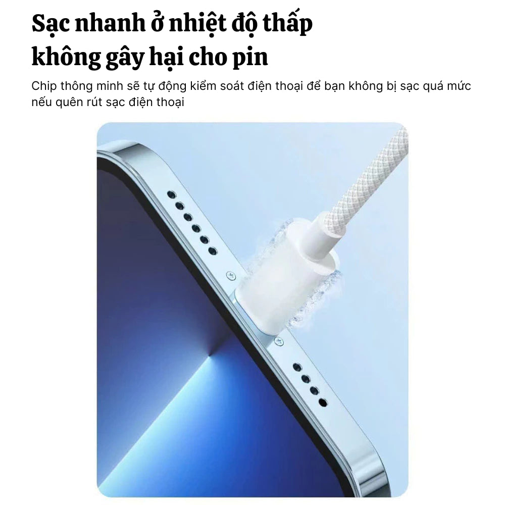 【lP Bộ sạc nhanh PD30W】Củ sạc nhanh+Dây sạc nhanh Light, Dây dài 1m, Dây bện 6 màu, An toàn, Dùng cho lP6 - lP14 pro max